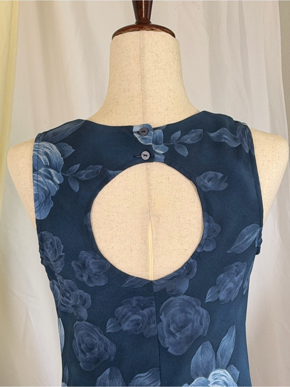 Vintage 90s Y2K Blue Floral Sleeveless Maxi Dress Johnnie M Small Fairy Whimsy - Picture 5 of 5